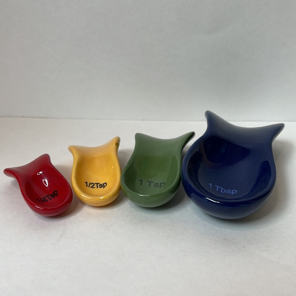 measuring spoon set ceramic rainbow colors nesting kitchen tools